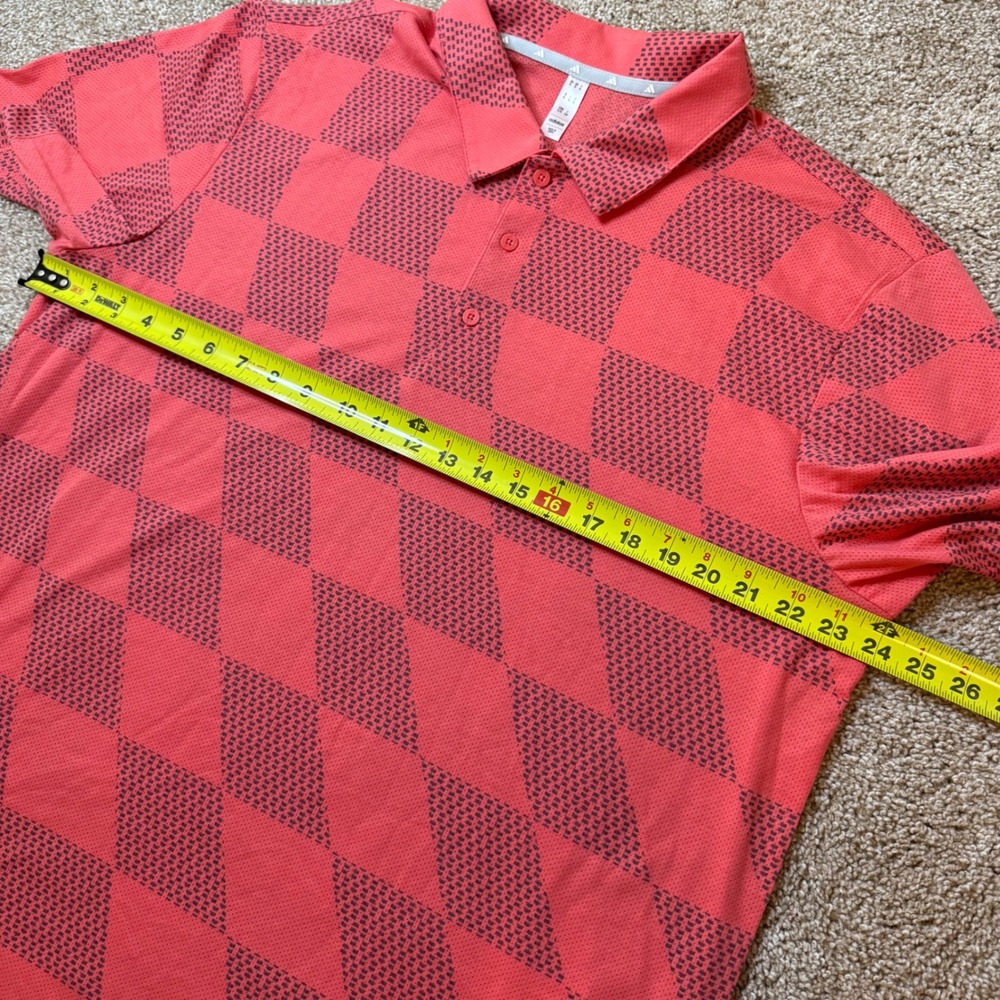 Adidas Wavy Mesh Polo Mens XL Scarlet Red Geometric Golf Shirt ADVR0904 - Picture 3 of 6